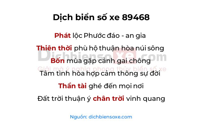 Dịch thơ biển số 89468