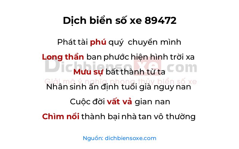 Dịch thơ biển số 89472