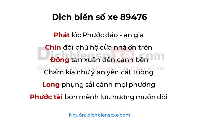 Dịch thơ biển số 89476