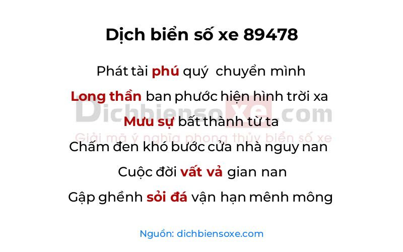 Dịch thơ biển số 89478