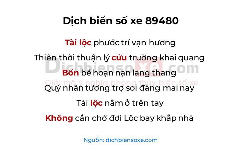 Dịch thơ biển số 89480