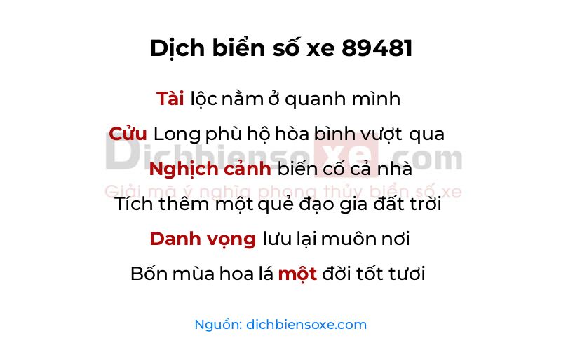 Dịch thơ biển số 89481