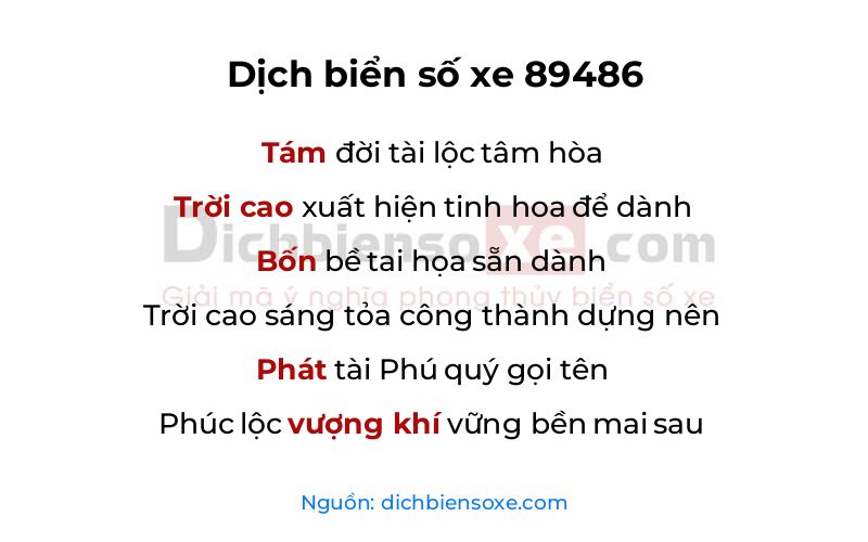 Dịch thơ biển số 89486