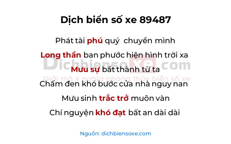 Dịch thơ biển số 89487