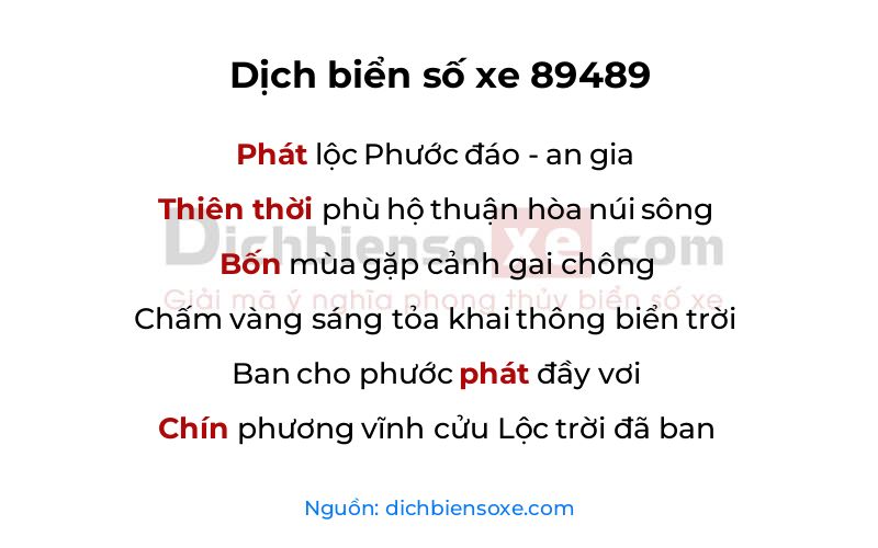 Dịch thơ biển số 89489