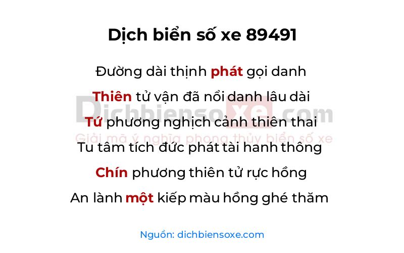 Dịch thơ biển số 89491