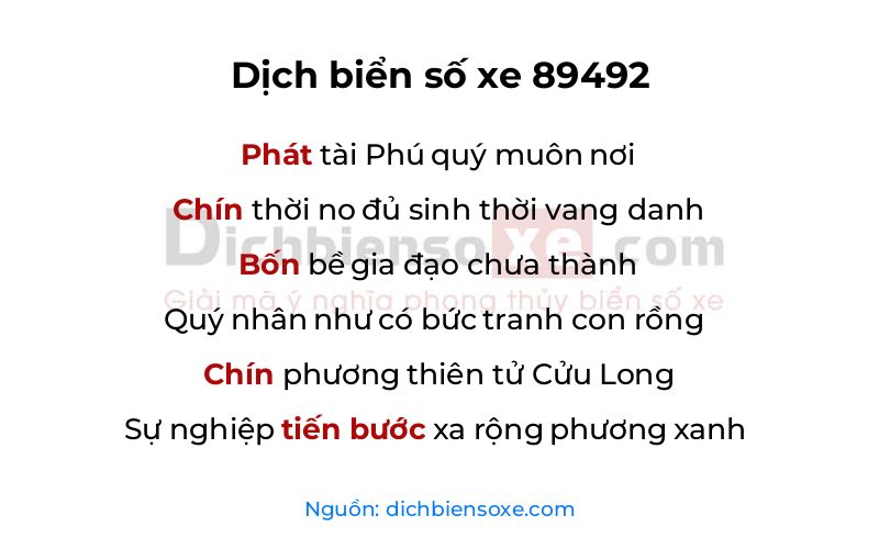 Dịch thơ biển số 89492