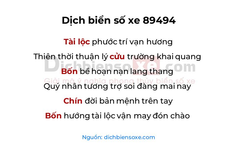 Dịch thơ biển số 89494