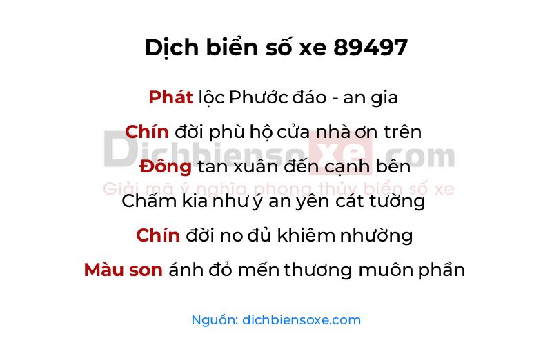 Dịch thơ biển số 89497