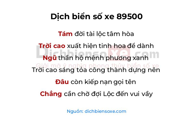 Dịch thơ biển số 89500