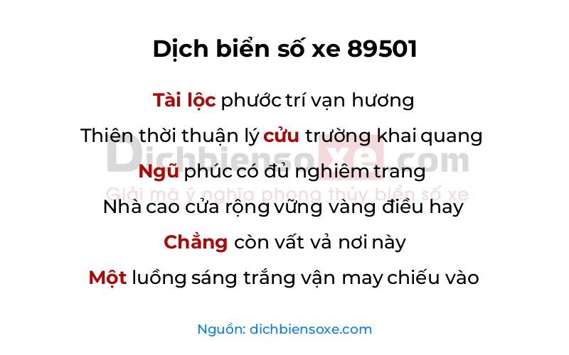 Dịch thơ biển số 89501