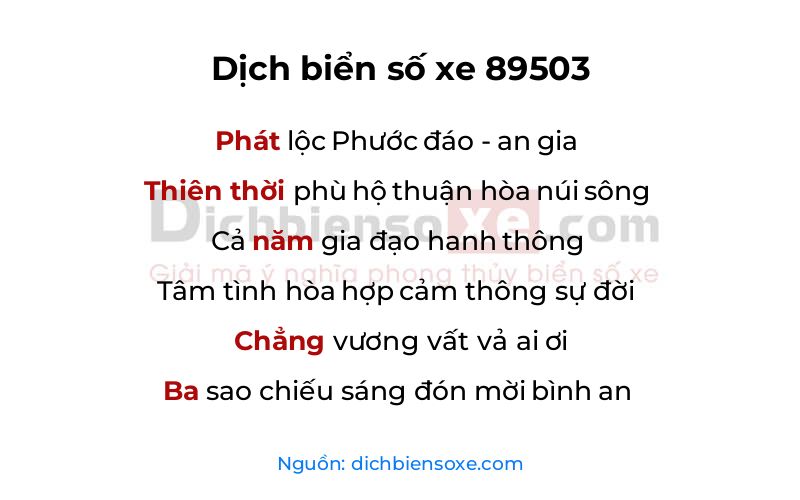 Dịch thơ biển số 89503