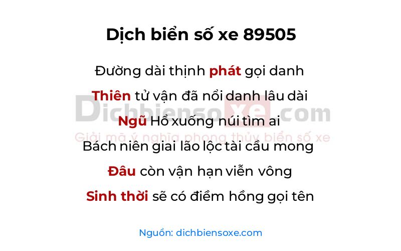 Dịch thơ biển số 89505