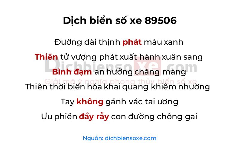 Dịch thơ biển số 89506
