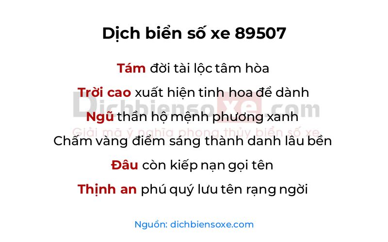 Dịch thơ biển số 89507