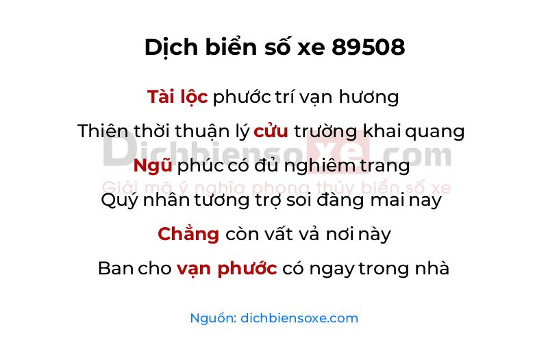 Dịch thơ biển số 89508