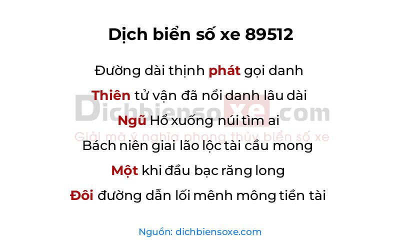 Dịch thơ biển số 89512