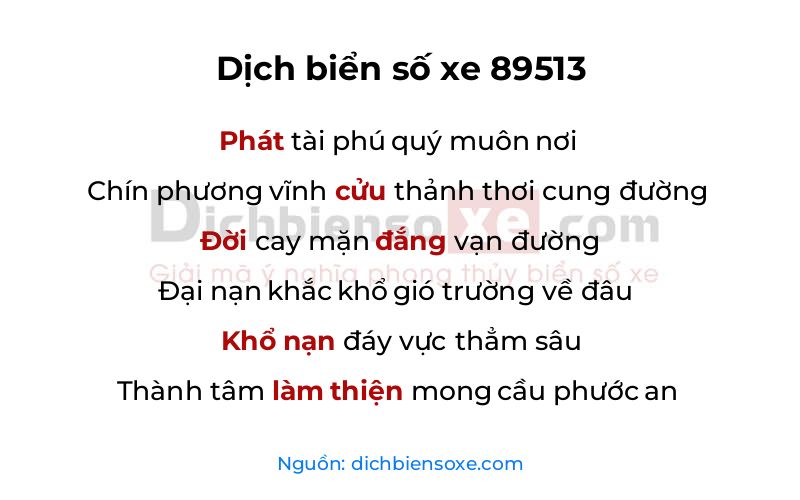 Dịch thơ biển số 89513