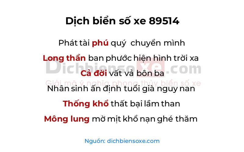 Dịch thơ biển số 89514