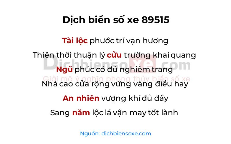 Dịch thơ biển số 89515