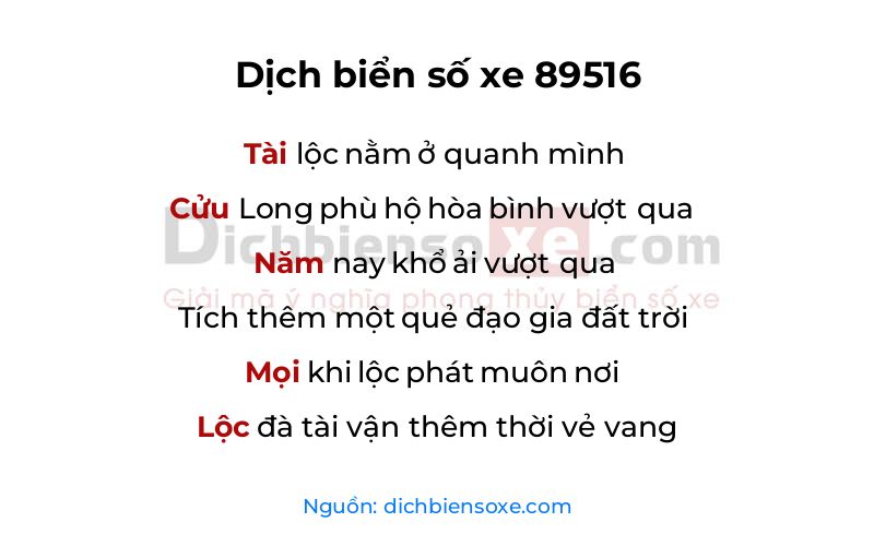 Dịch thơ biển số 89516