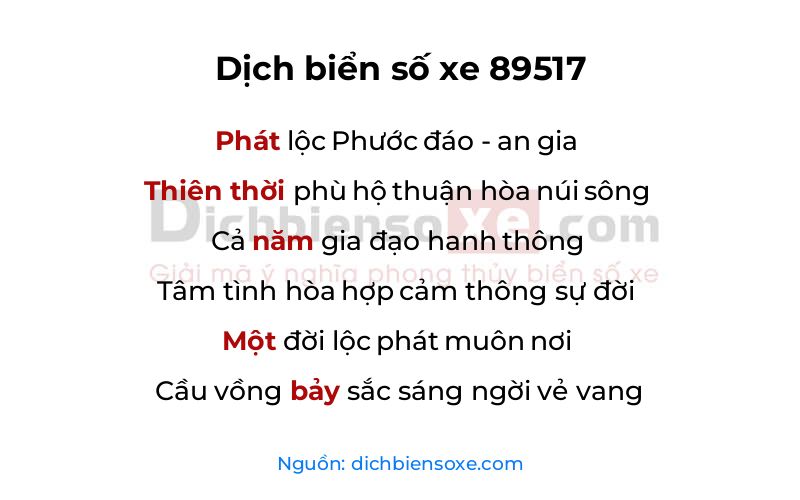 Dịch thơ biển số 89517