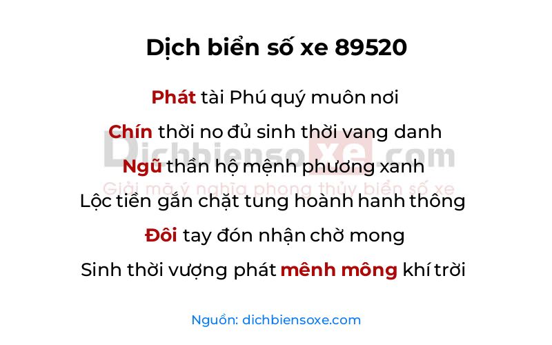 Dịch thơ biển số 89520