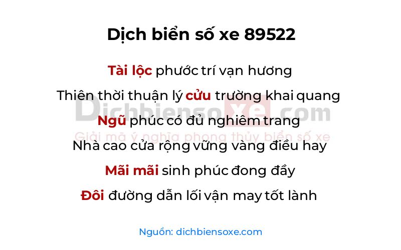 Dịch thơ biển số 89522