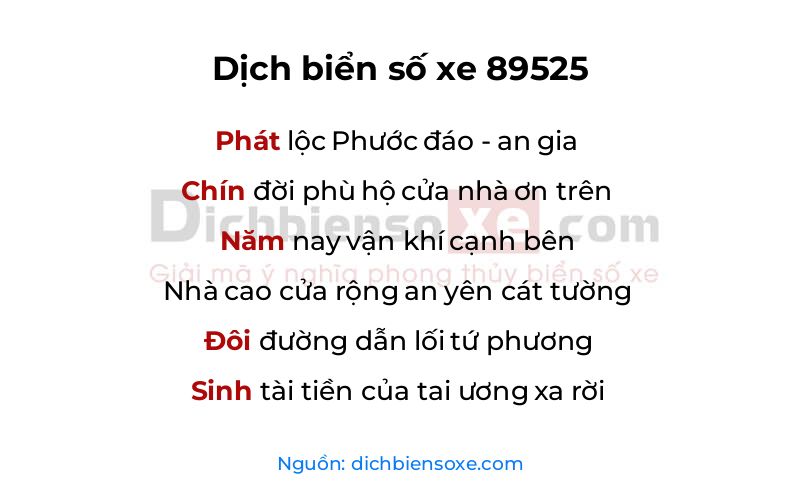 Dịch thơ biển số 89525