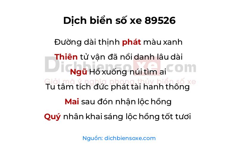 Dịch thơ biển số 89526
