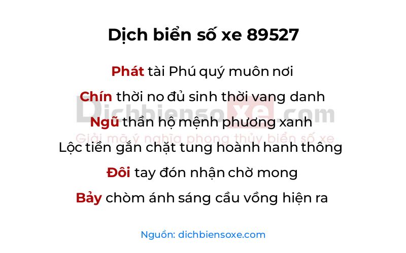 Dịch thơ biển số 89527