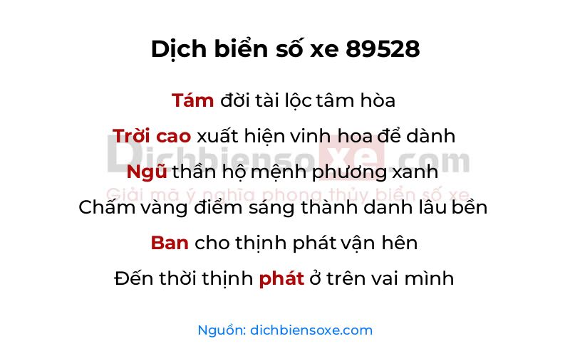 Dịch thơ biển số 89528