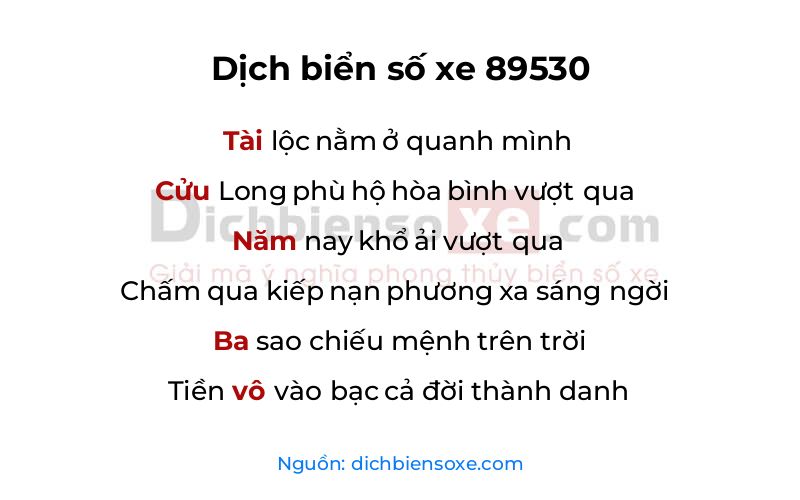 Dịch thơ biển số 89530