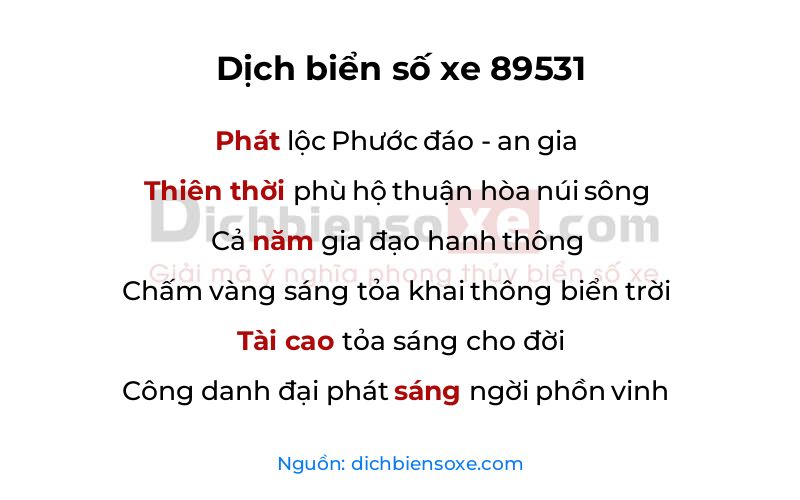 Dịch thơ biển số 89531