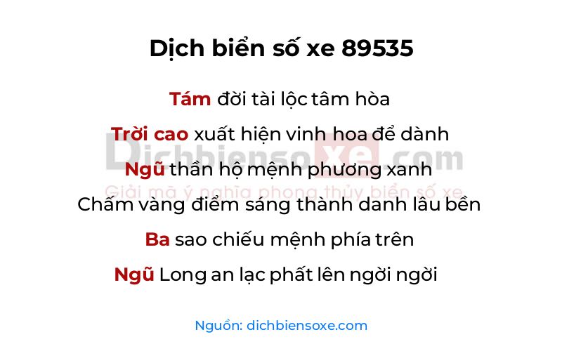 Dịch thơ biển số 89535
