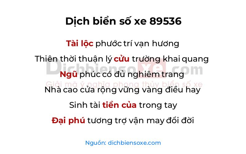 Dịch thơ biển số 89536