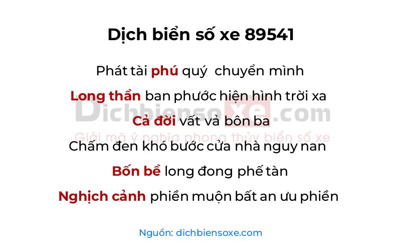 Dịch thơ biển số 89541