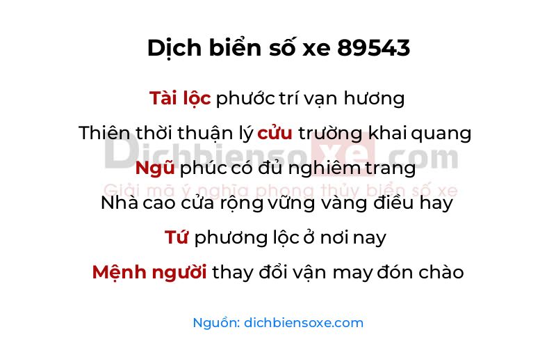 Dịch thơ biển số 89543