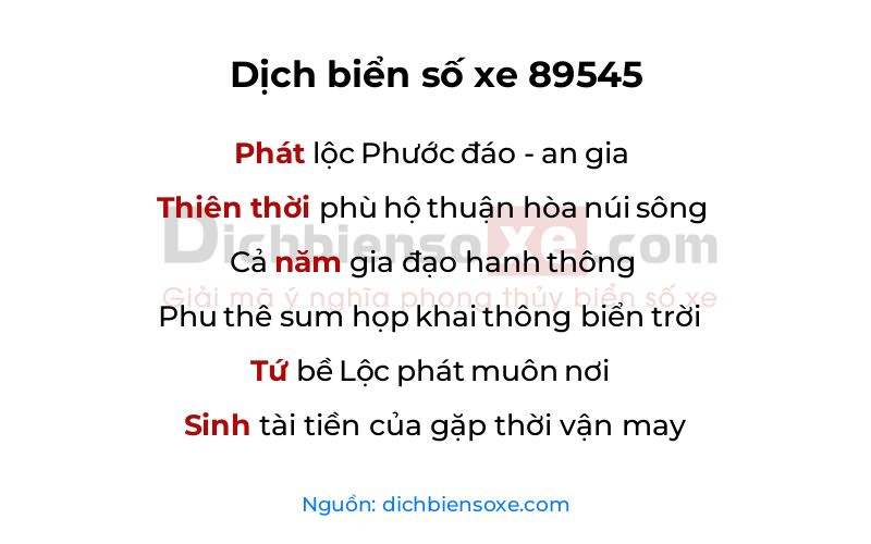 Dịch thơ biển số 89545