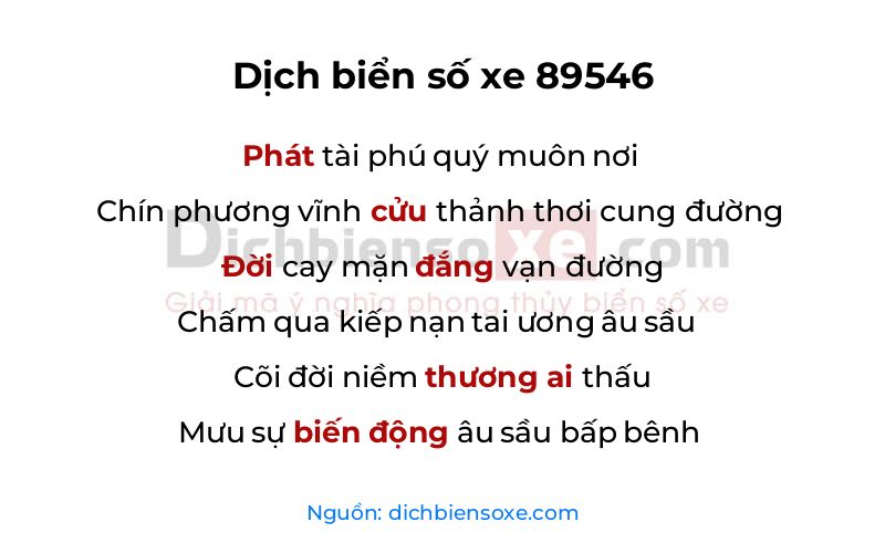 Dịch thơ biển số 89546