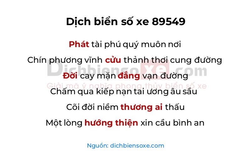 Dịch thơ biển số 89549