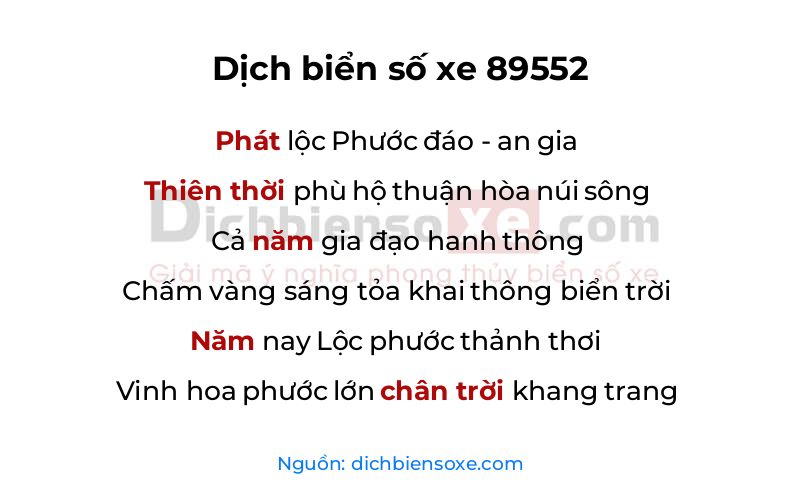 Dịch thơ biển số 89552
