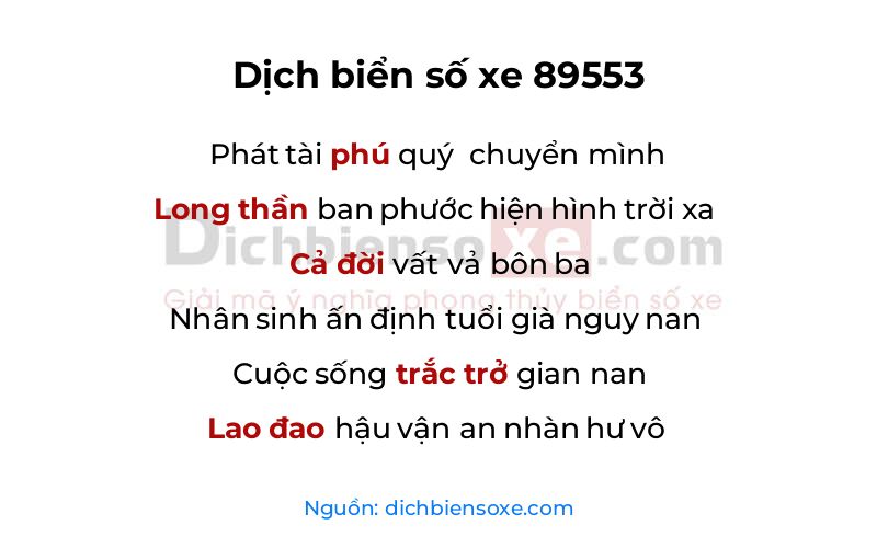Dịch thơ biển số 89553