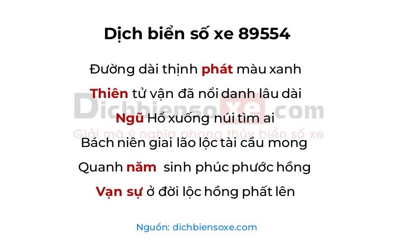 Dịch thơ biển số 89554