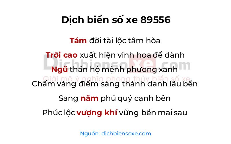 Dịch thơ biển số 89556
