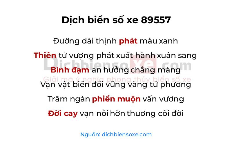 Dịch thơ biển số 89557