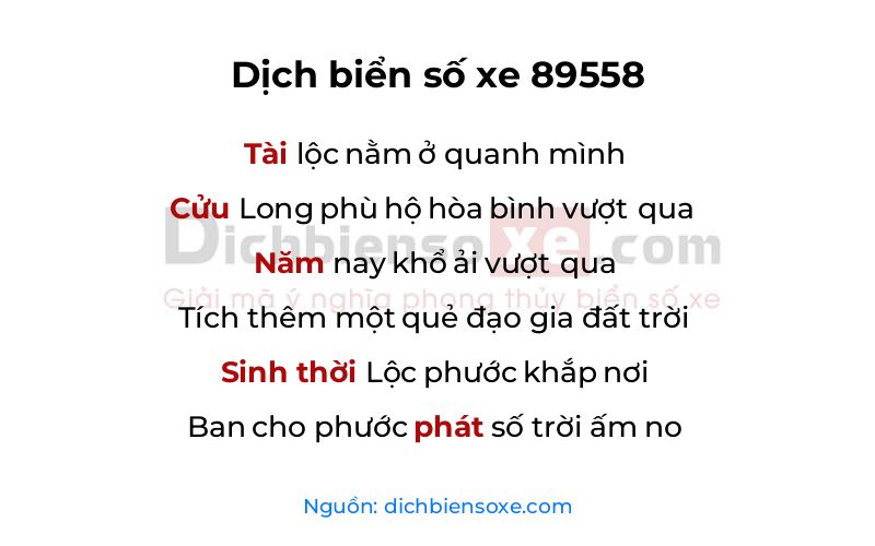 Dịch thơ biển số 89558