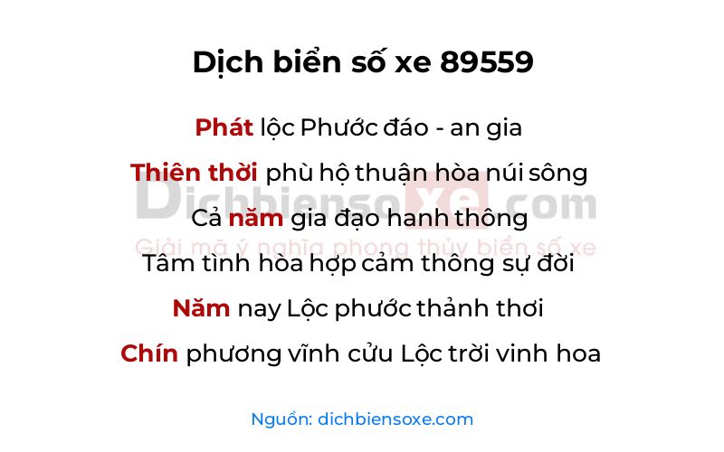 Dịch thơ biển số 89559