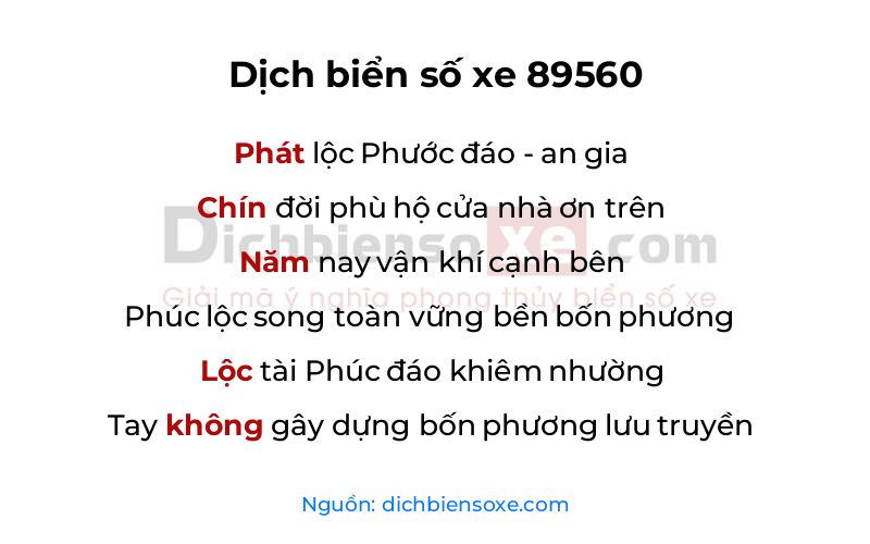 Dịch thơ biển số 89560