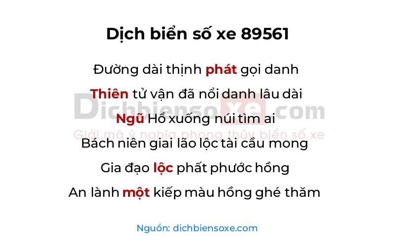 Dịch thơ biển số 89561